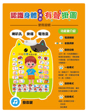 Load image into Gallery viewer, 認識身體有聲掛圖(中英台3種語言+24個身體部位+14個情緒與動作+2首律動性兒歌+互動問答遊戲)